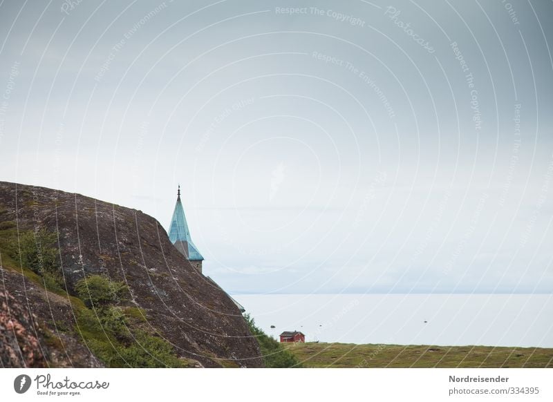 Barentssee Sinnesorgane ruhig Tourismus Ferne Architektur Landschaft Felsen Küste Meer Kirche Sehenswürdigkeit Denkmal Schutz Menschlichkeit trösten Sehnsucht