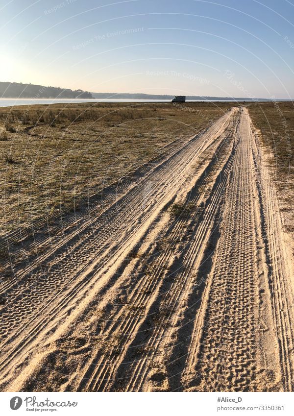 Sandpiste zum See Ferien & Urlaub & Reisen Abenteuer Freiheit Camping Umwelt Natur Landschaft Urelemente Erde Seeufer Wege & Pfade Wohnmobil authentisch