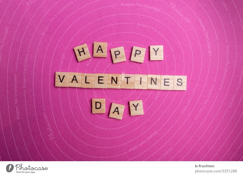 Happy Valentine Feste & Feiern Valentinstag Papier Schriftzeichen lesen schreiben frech verrückt rosa Scrabble Tag Fröhlichkeit Liebe Treue Verliebtheit