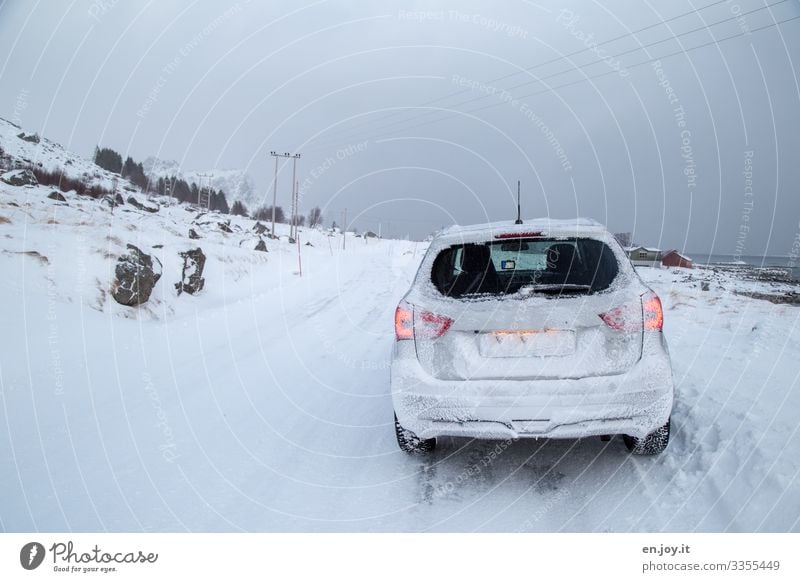 Eiszeit | was sonst Ferien & Urlaub & Reisen Ausflug Abenteuer Winter Schnee Winterurlaub schlechtes Wetter Frost Norwegen Skandinavien Lofoten Verkehrswege