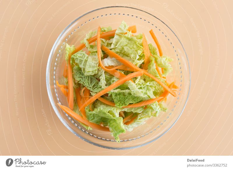 Krautsalat, Krautsalat und Karotten Gemüse Mittagessen Abendessen Vegetarische Ernährung Diät Teller Schalen & Schüsseln frisch lecker grün weiß Tradition Asien