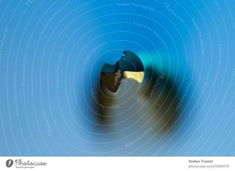 Makro-Bild eines Schälbohrers Werkzeug Bohrmaschine Technik & Technologie PKW ästhetisch außergewöhnlich blau gold automated iron bit Schlag tooling accessory