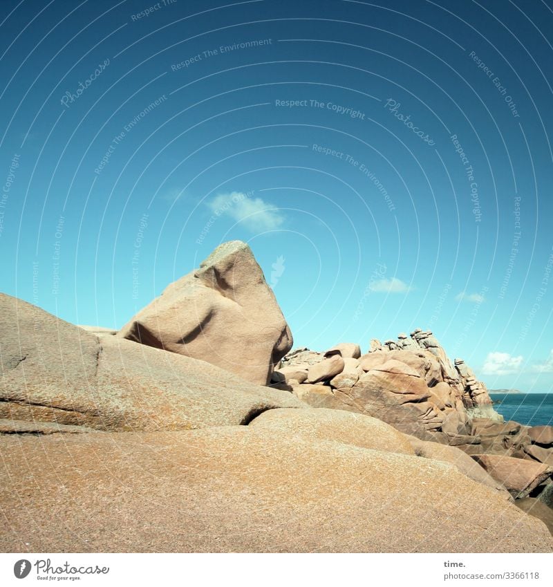 Rosa Küste bei Perros-Guirec, Bretagne (GoD) himmel wolken horizont natur naturschauspiel küste felsen Stein bretagne geschliffen wasser meer urlaub reisen