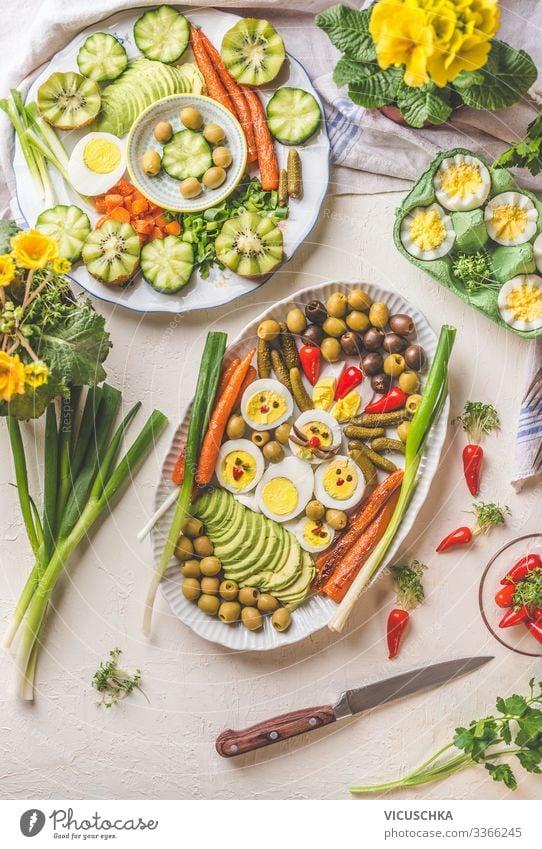 Ostern Essen Lebensmittel Ernährung Büffet Brunch Festessen Bioprodukte Diät Geschirr Stil Gesunde Ernährung Restaurant Design Tradition Hintergrundbild