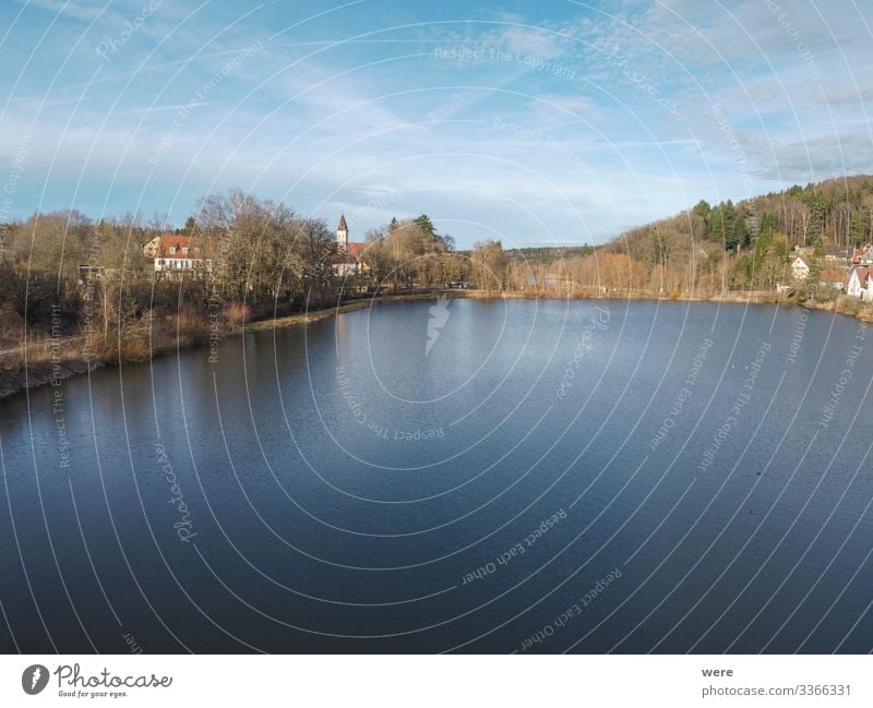 Bird's-eye view of Augsburg's Western Forests Natur Teich See Unendlichkeit Sauberkeit Augsburg Western Forests Burgwalden Fish farming animal bird copy space