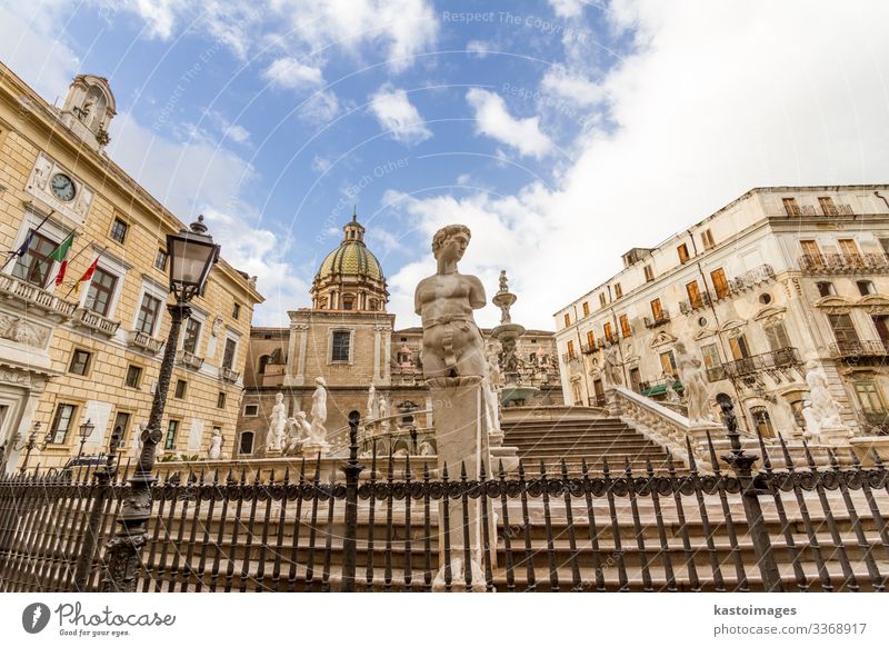 Fontana Pretoria in Palermo, Sizilien, Italien Stil Design Ferien & Urlaub & Reisen Tourismus Sommer Haus Kunst Kultur Stadt Kirche Platz Gebäude Architektur