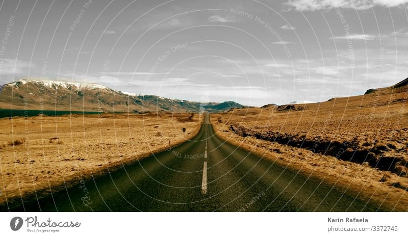 Weite Islands Umwelt Natur Landschaft Erde Himmel Wolken Frühling Schönes Wetter Berge u. Gebirge Menschenleer Autofahren Straße Beton Linie selbstbewußt Mut