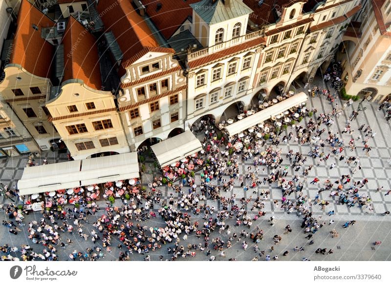 Prager Altstädter Ring Luftaufnahme in Tschechien oben Antenne Architektur Kathedrale Zentrum Großstadt Stadtbild Menge Tschechen Europa berühmt hoch historisch