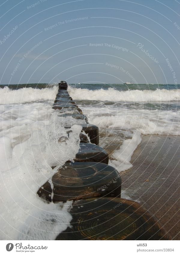 schäumendes Meer Ostsee Strand Wind Wellen Wasser Windgeschwindigkeit Buhne Schaum Sommer Meereswogen