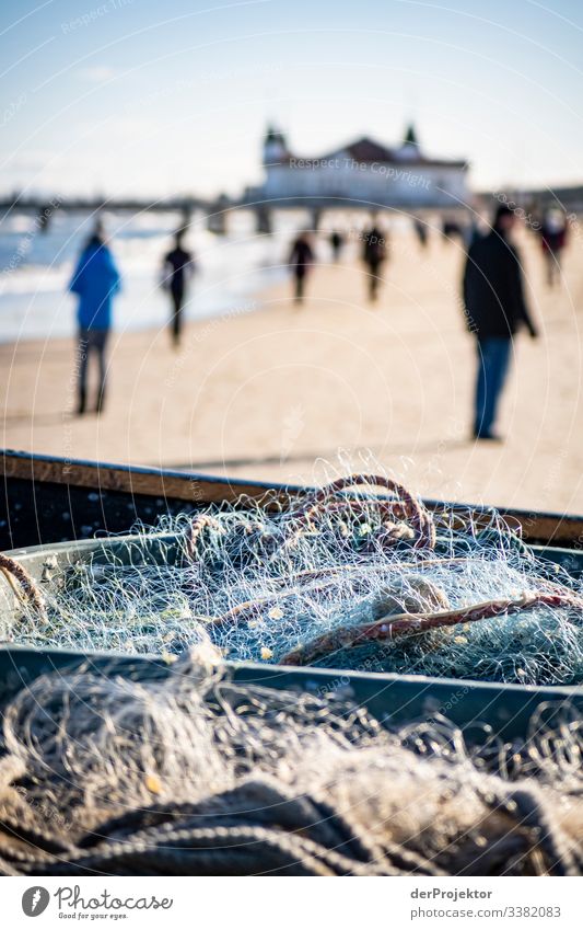 Zuviel los am Strand von Ahlbeck auf Usedom Sand Natur Meer Ferien & Urlaub & Reisen Fischernetz Deutschland Mecklenburg-Vorpommern Insel Ostseeinsel