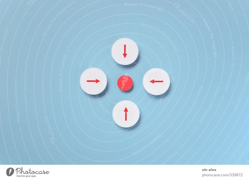 Zentrales-Mittelfeld Wirtschaft Industrie Dienstleistungsgewerbe Werbebranche Business Karriere Erfolg Sitzung Team Zeichen Pfeil blau rot weiß selbstbewußt