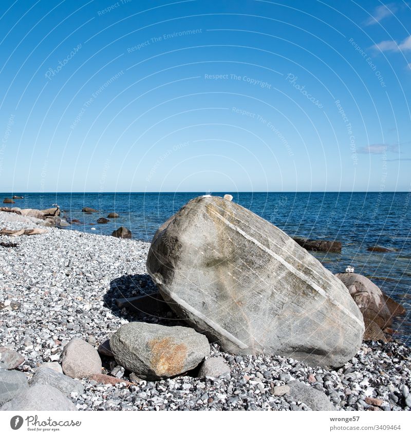 Steine und Meer Ostsee Strand Wasser Himmel Ferien & Urlaub & Reisen Tag Küste Farbfoto Außenaufnahme Natur Landschaft Mecklenburg-Vorpommern Horizont