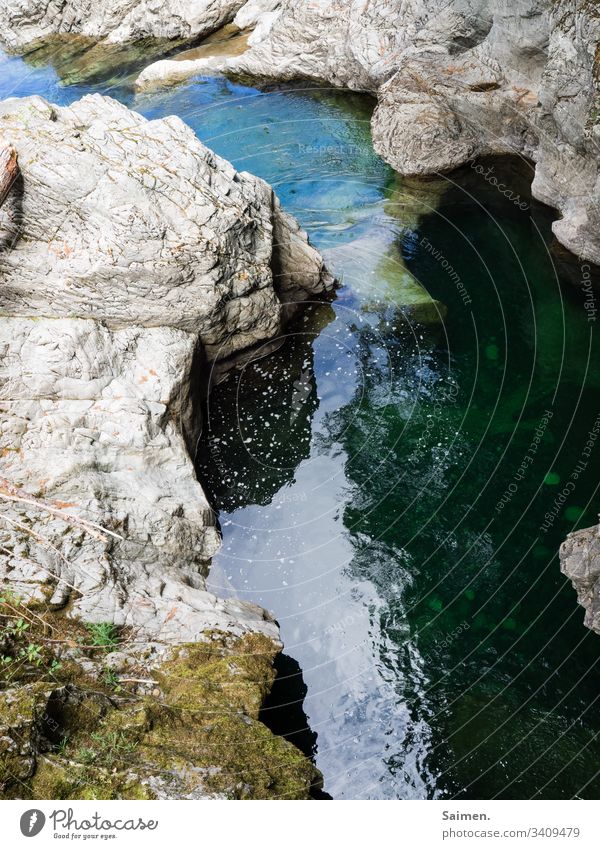 Zeitzeuge Fluss Bach Felsen Gebirgsbach Wasser klares Wasser Kanada Vancouver Island zerklüftet Natur British Columbia