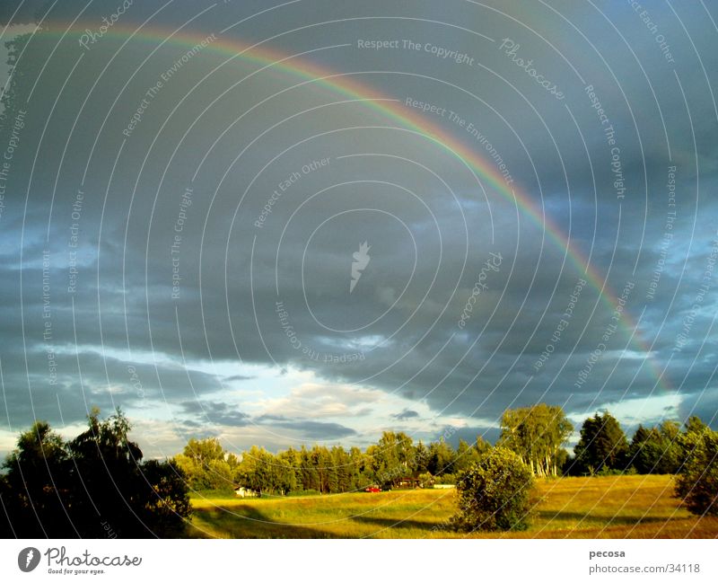 Sonne gegen Regen Regenbogen Wolken Farbe Kontrast Schatten Himmel