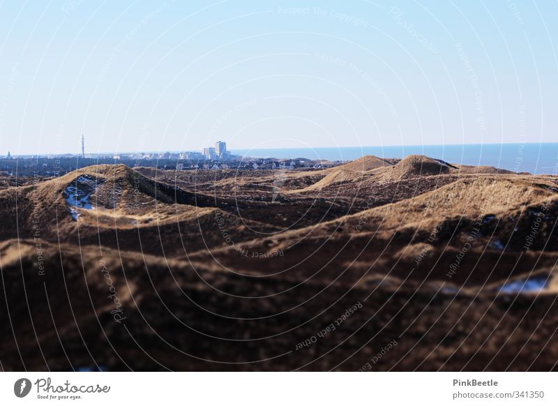 Westerlands Skyline Landschaft Erde Wolkenloser Himmel Frühling Schönes Wetter Hügel Nordsee Westerland/Sylt blau braun Natur Tourismus Farbfoto Außenaufnahme