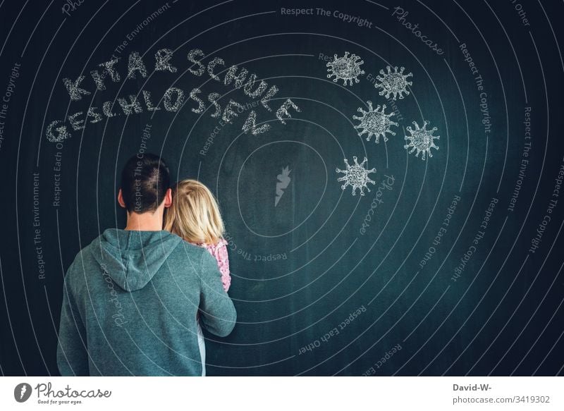 Eltern mit Kinder in den Zeiten von Corona corona Vater kinderbetreuung Lockdown coronavirus pandemie kita geschlossen schule Pandemie Probleme Familie