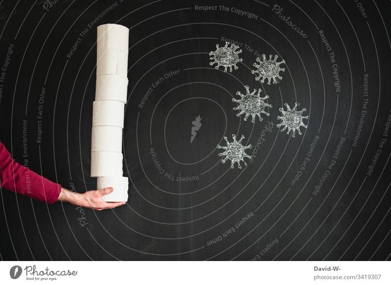 Klopapierhalter und Coronaviren Viren coronavirus Toilettenpapier knappheit Coronavirus Pandemie Virus covid-19 Infektion Krankheit Corona-Virus