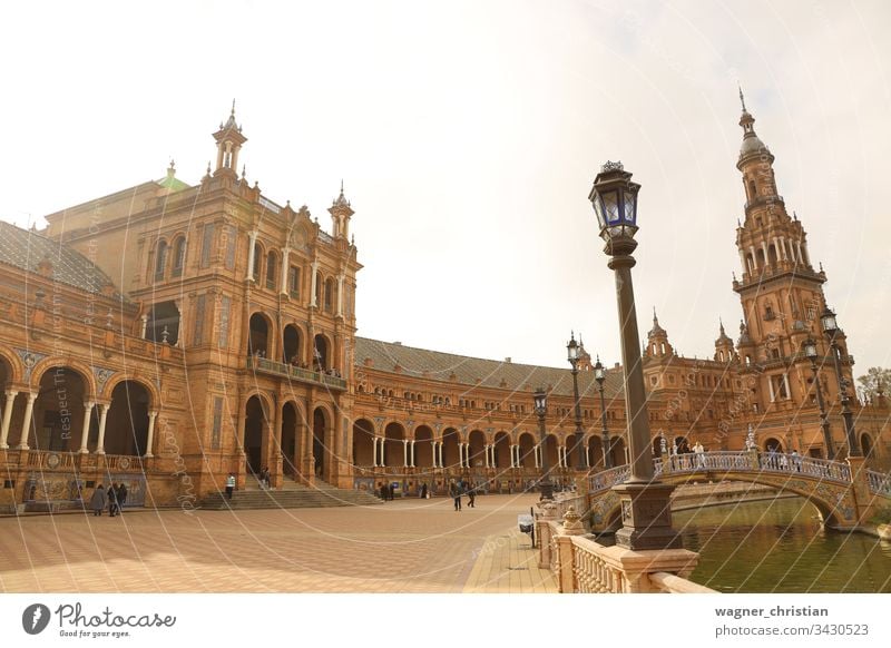 Plaza de Espana Plaza de España Sevilla Architektur historisch Andalusien Wahrzeichen Gebäude Europa Außenaufnahme Schatten Kultur Ferien & Urlaub & Reisen