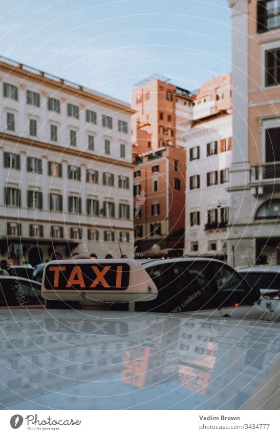 Taxi Builds Rom Sonnenuntergang Fenster Himmel