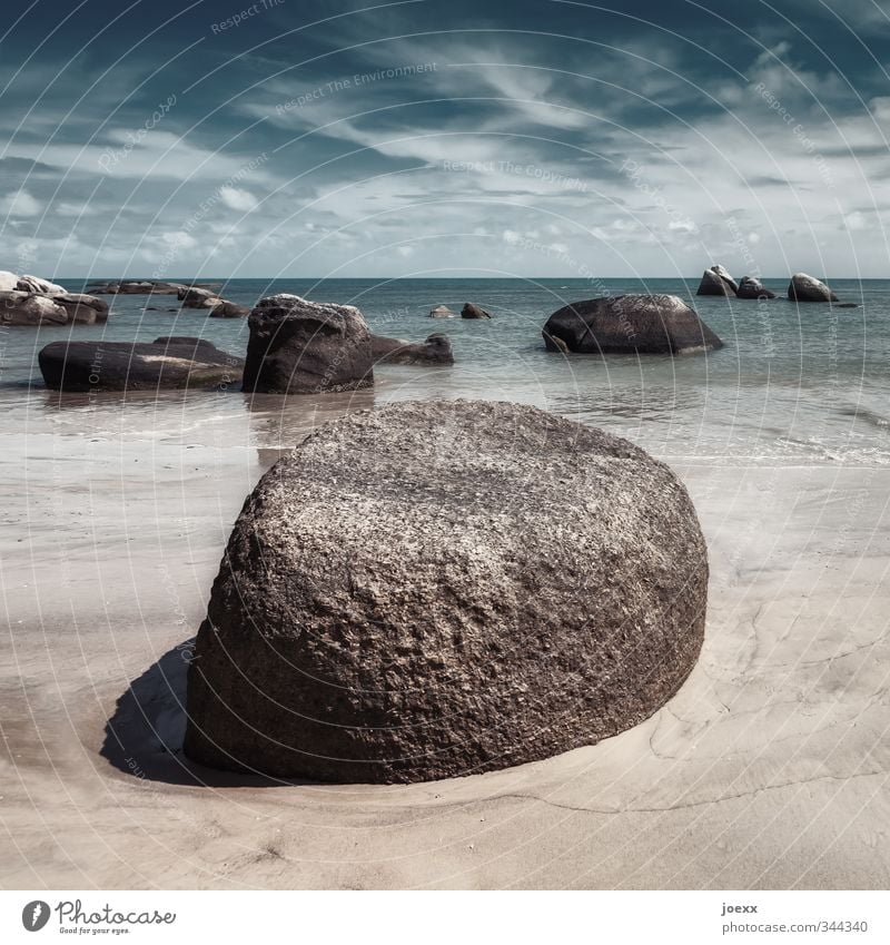 Solide Urelemente Sand Wasser Himmel Wolken Horizont Sommer Schönes Wetter Strand Meer Insel Koh Samui alt außergewöhnlich fest Flüssigkeit groß blau braun weiß