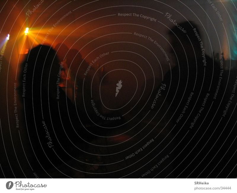 Lights Party Schattenspiel dunkel Lichtspiel Disco Nebel Nacht Menschengruppe