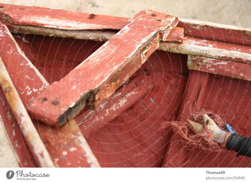 Ruhe Wasserfahrzeug Holz rot Dinge Detailaufnahme alt