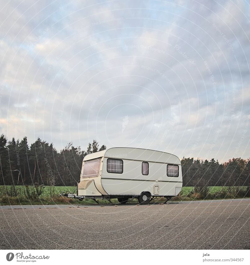 abgeschrieben Natur Landschaft Himmel Pflanze Baum Gras Feld Wald Straße Wohnwagen trist Farbfoto Außenaufnahme Menschenleer Textfreiraum oben