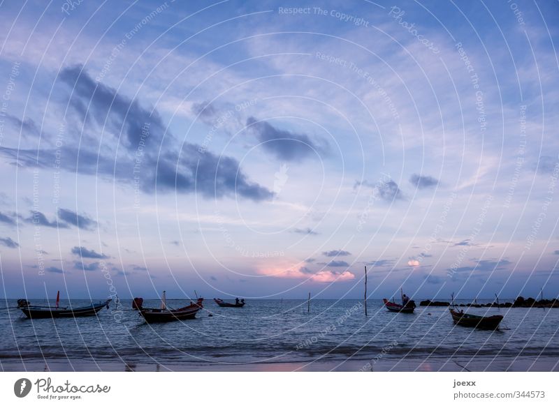 Abschied Ferien & Urlaub & Reisen Ferne Sommer Meer Insel Wellen Himmel Wolken Sonnenaufgang Sonnenuntergang Schönes Wetter Strand Fischerboot Unendlichkeit