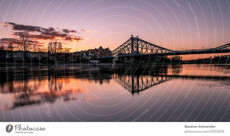 Loschwitz, Bridge, Blaues Wunder, Dresden, Sachsen, Deutschland Illumination Gefühle Ferien & Urlaub & Reisen Europa Abend Ausflug Brühlsche Terrasse