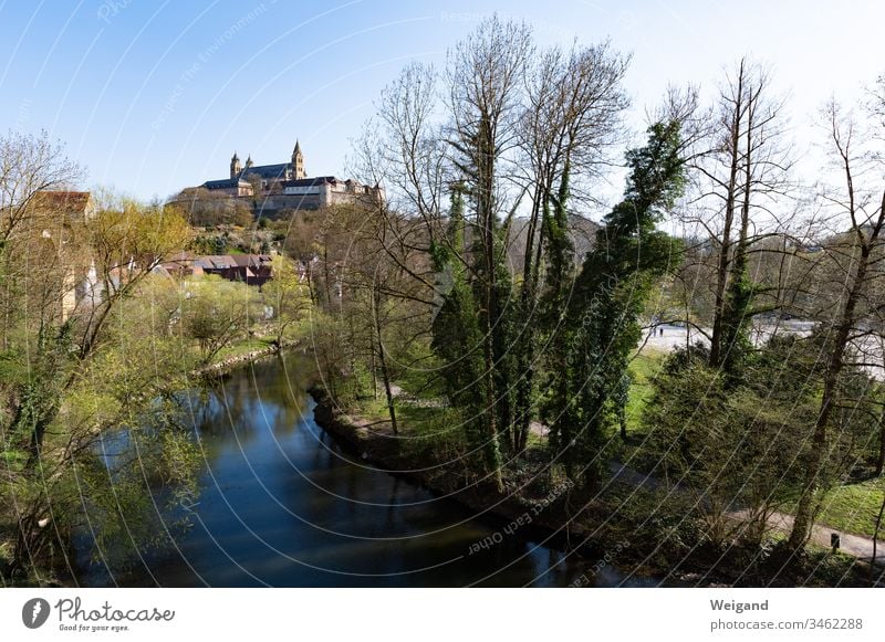 Comburg Schwäbisch Hall Burg oder Schloss Baden-Württemberg kochertal Fluss Kirche Frühling Himmel Park Kloster