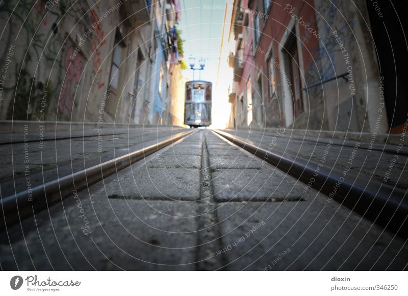 Ascensor da Bica Ferien & Urlaub & Reisen Tourismus Sightseeing Städtereise Sommer Lissabon Portugal Stadt Hauptstadt Hafenstadt Stadtzentrum Haus