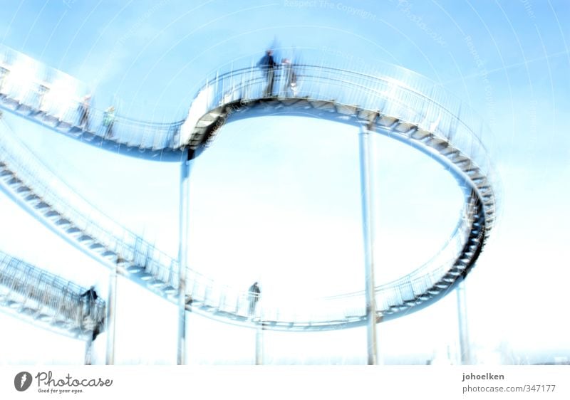 Gefühlswelten II Freude Sinnesorgane Sightseeing Mensch Skulptur Himmel Schönes Wetter Duisburg Ruhrgebiet Bauwerk Achterbahn Treppe Sehenswürdigkeit Stahl