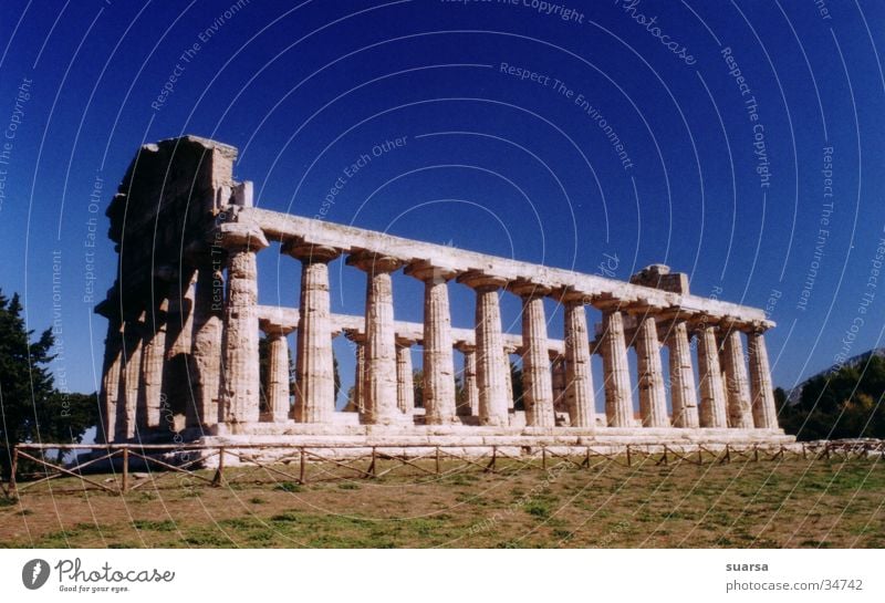 Die Tempel von Paestum 1 Italien Griechen Ferien & Urlaub & Reisen Europa Licht Kultur Architektur Säule Römerberg