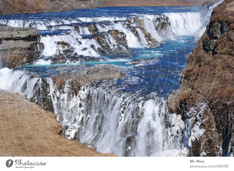 cool water Umwelt Natur Landschaft Urelemente Klima Fluss Wasserfall Coolness frisch nass blau Island Ferien & Urlaub & Reisen wild Felsen Kraft Abenteuer