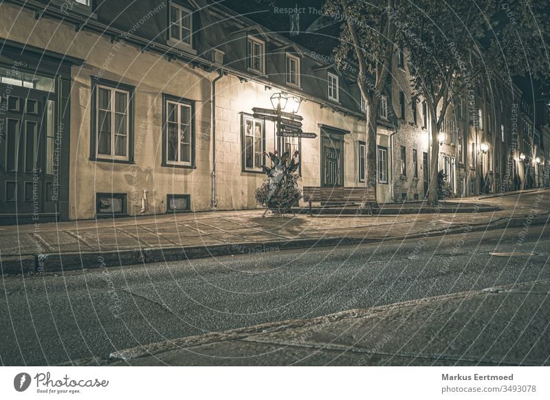 Die Altstadt Quebec Bank Nacht Nacht-Stadt Stadt bei Nacht Licht Straße Nachtaufnahme Architektur Tourismus Großstadt dunkel Außenaufnahme Nachtleben