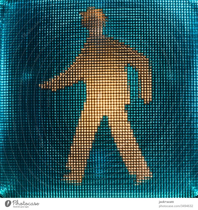 Gestik der Japaner wenn sie die Seite wechseln Fußgängerampel ampelmännchen visuell Oberflächenstruktur Design Symbole & Metaphern Lichterscheinung Silhouette