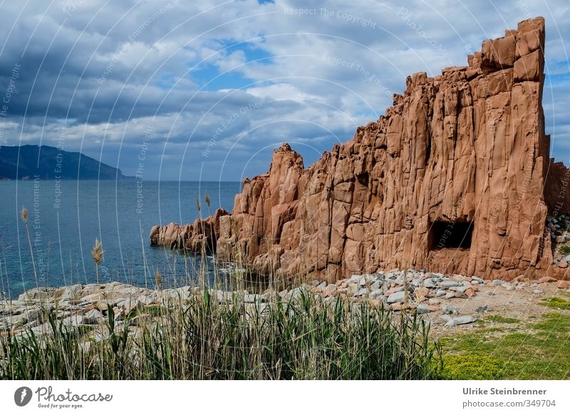 Rote Riesen 3 Umwelt Natur Landschaft Erde Wasser Himmel Wolken Frühling Wetter Pflanze Gras Felsen Küste Insel Sardinien Arbatax Fischerdorf Menschenleer