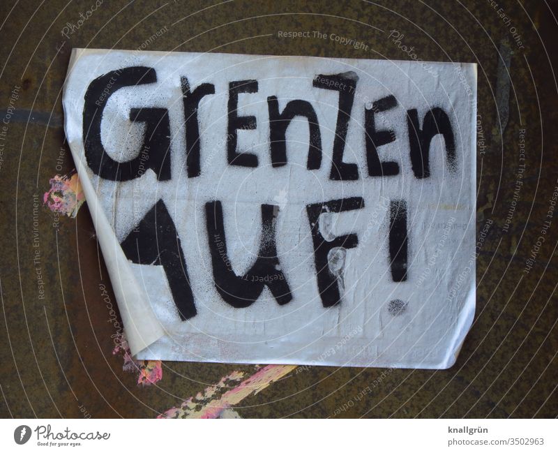 Grenzen auf! Freiheit Politik & Staat global Reisefreiheit Asyl Menschen international offen grenzenlos Länder Europa Gesellschaft (Soziologie) Aufkleber