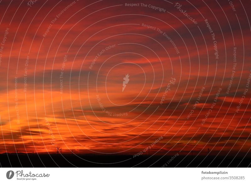 roter leuchtender Abend Himmel Roter Himmel abendhimmel Sonnenuntergangshimmel Sonnenuntergangsstimmung Apokalypse Horizont Wolken Abenddämmerung Landschaft