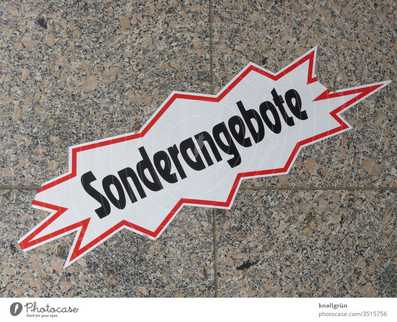 Sonderangebote Billig Schilder & Markierungen Handel Aufkleber Schlussverkauf Werbung Hingucker Zacken Schriftzeichen Buchstaben Wort Typographie Hinweisschild