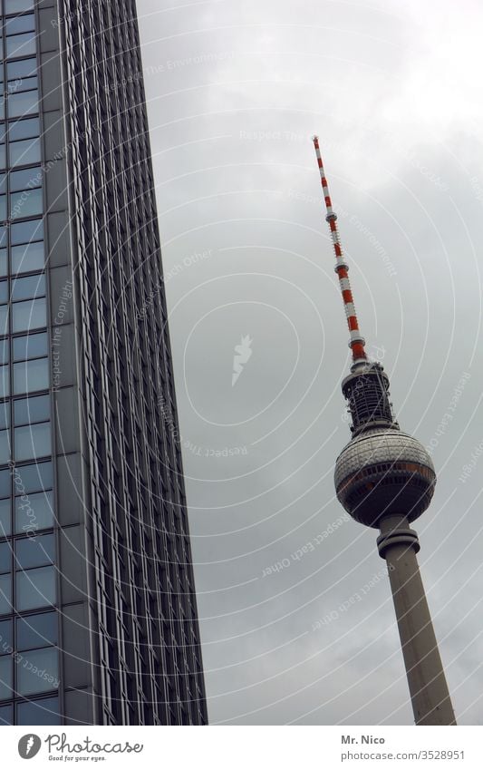 Spargelzeit Berlin Berliner Fernsehturm Berlin-Mitte Hochhaus Hochhausfassade Skyline Antenne Großstadt Wahrzeichen Hauptstadt Himmel Stadtzentrum Architektur