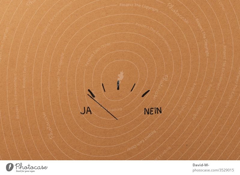 ja oder nein - ja Skala Zeichnung richtungweisend Richtung tachonadel Tacho auswahlmöglichkeit Auswahl Ergebnis richtungsweisend Entscheidung