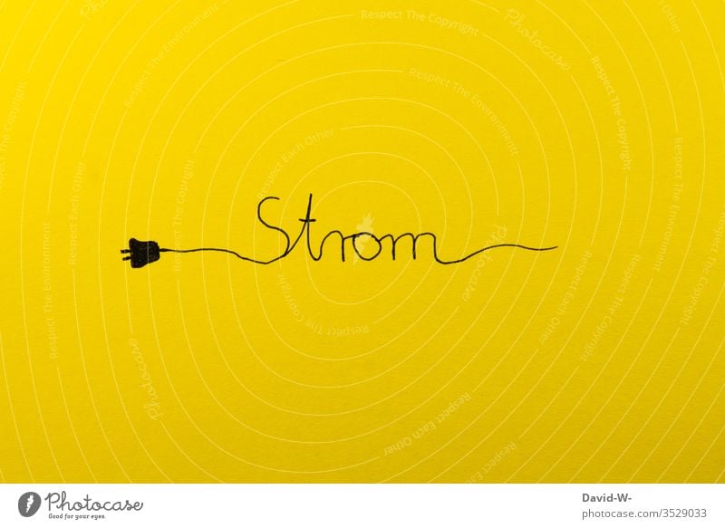 Strom - kreative Darstellung Stromverbrauch Stromtransport Stecker Stromversorgung Stromkreis verbraucher verbraucht teuer Preis gelb Energie Kreativität