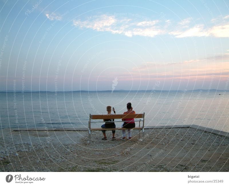 Meerblick Sonnenuntergang Strand Ferien & Urlaub & Reisen Wolken Wasser Himmel