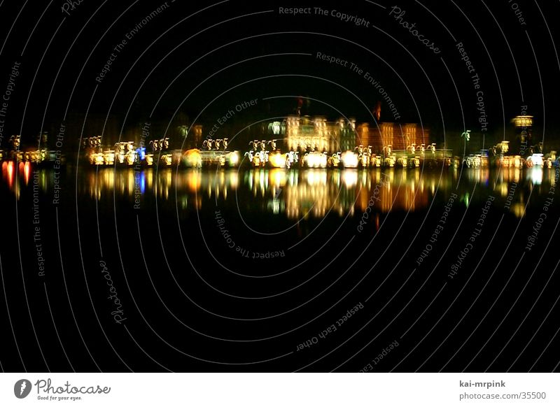 skyline Nacht Licht Reflexion & Spiegelung Alster Club Skyline Hamburg