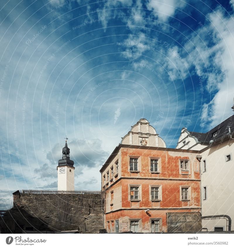 Greiz Schloss Turm Haus alt Schlossberg Thüringen Ostdeutschland Burg oder Schloss Außenaufnahme Farbfoto Tag Menschenleer Architektur Fenster Altstadt Himmel