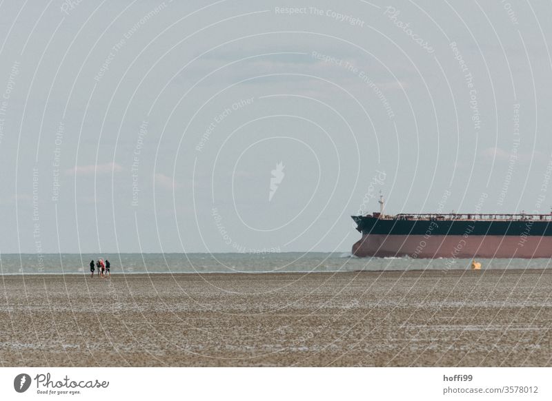 Menschen im Watt - Wattwanderung an der Nordsee Wattwandern Wattenmeer Ebbe ebbe und flut Strand Wasser Küste Sand Horizont Gezeiten Meer Flut Schlick Schlamm