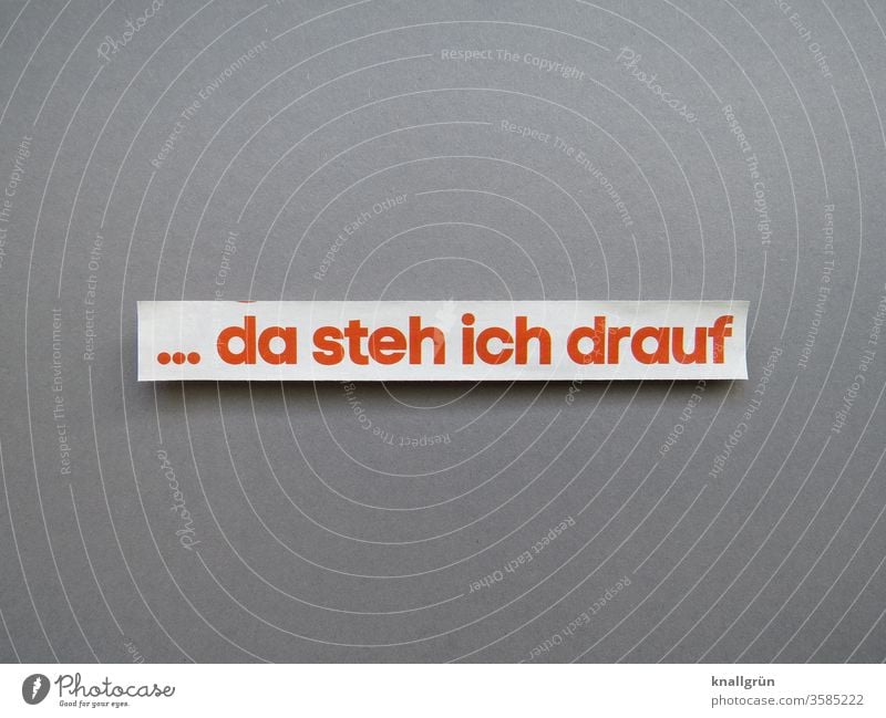 ...da steh ich drauf Interesse Neugier Gefühle gut finden drauf stehen Buchstaben Wort Satz Schriftzeichen Freisteller Hintergrund neutral Farbfoto Text