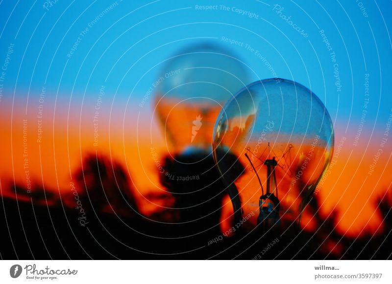 mit fassung die fassung wahren Glühbrirnen orange blau Leuchtmittel Beleuchtung lichtlos Glühfadenlampe Lichtquelle Elektrizität Energiewirtschaft Strom sparen