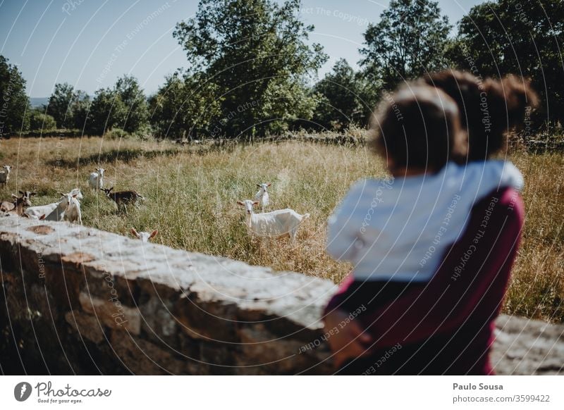 Mutter und Tochter beim Ziegenhüten Mutterschaft Zusammensein Zusammengehörigkeitsgefühl Hausziege Reisefotografie reisen reisend Fröhlichkeit Menschen